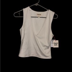 Open Edit White Sleeveless Wrap Tank Top